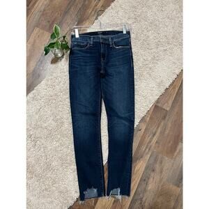 Hudson Size 25 Dark Wash Frayed Hem Nico Skinny Mid Rise Jeans